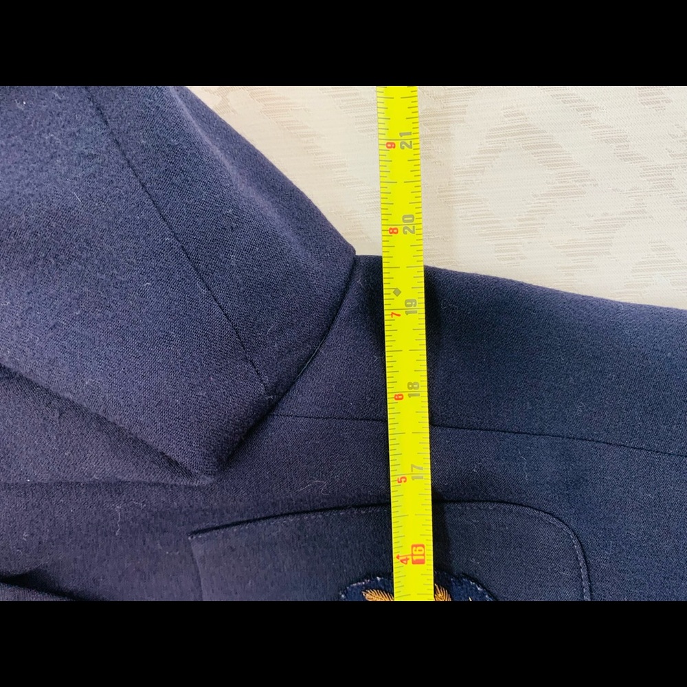 Vintage Lauren Ralph Lauren Navy Wool Crested Blazer Pocket Patch Size 8 - Picture 9 of 10